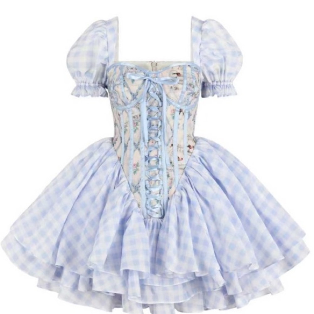 LIMITED Selkie The Swan Trellis Song Mini Dress Short Sleeve Version Medium - Picture 2 of 13